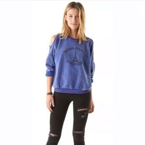 STYLESTALKER Size 2 Bastille My Heart Sweatshirt Pullover Cold Shoulder Graphic